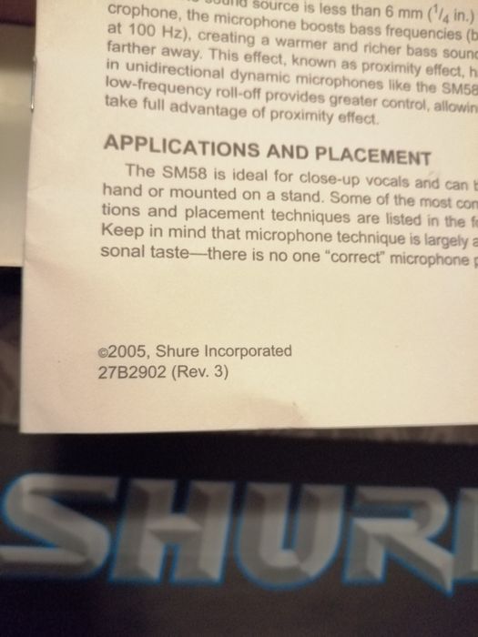 Microfon Profesional Original Shure SM58 cardioid Made in Mexic 2005