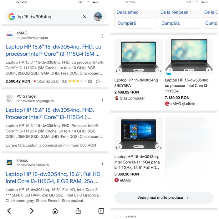 Laptop Hp i3 Gen 11  4,10 Ghz/ Schimb cu unitate PC