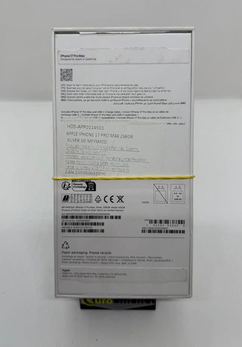 Telefon mobil Apple iPhone 17 Pro Max, 256GB, 5G, Silver, NOU -A-