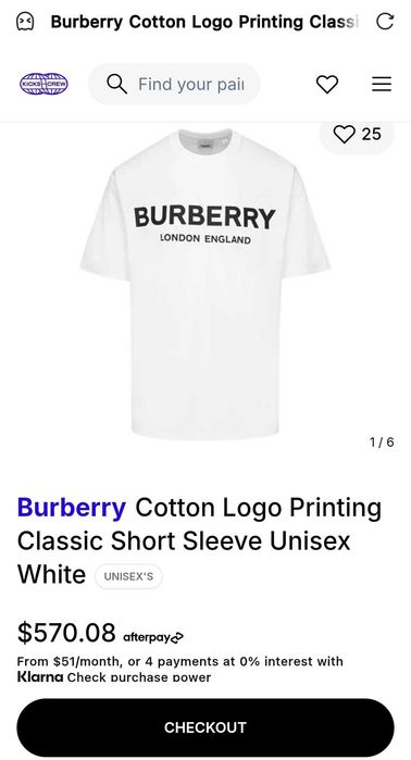 BurberryCotton Logo Printing Classic Short Sleeve