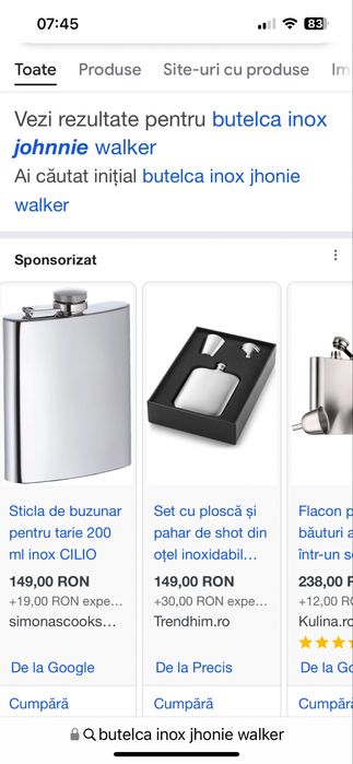 Set plosca si pahar inox Jhonie Walker