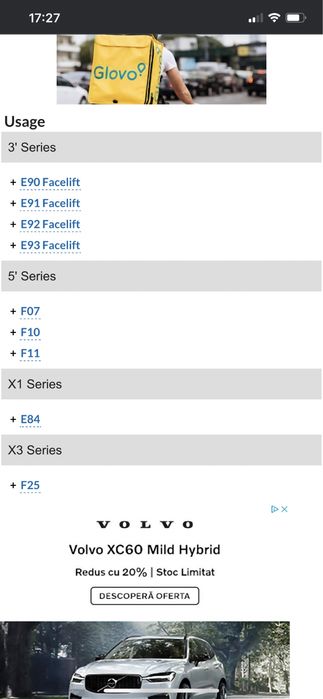 Releu buji bmw f10 f11 f07 e84 e90 e91 e92 e93 f25 2.0d n47d20c 184cp