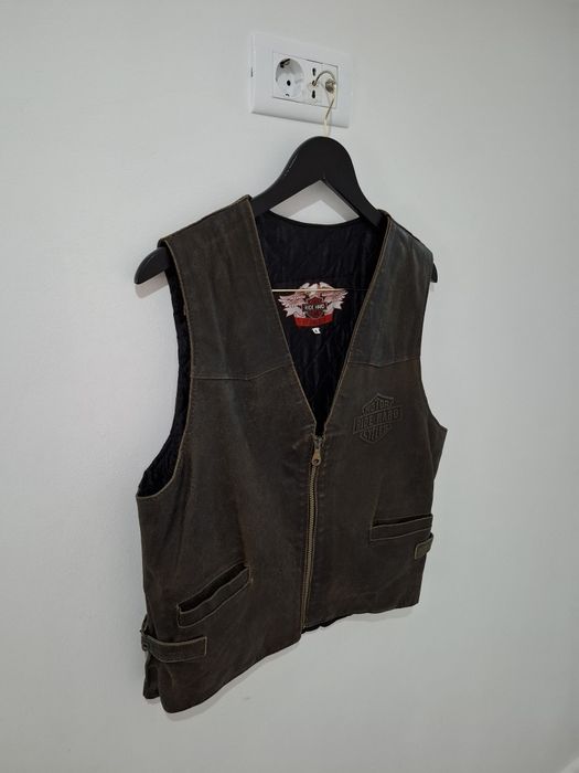 Vestă Moto Piele Naturală "Ride Hard / Davidson Motor" – Mărimea M (Stil Custom/Chopper)