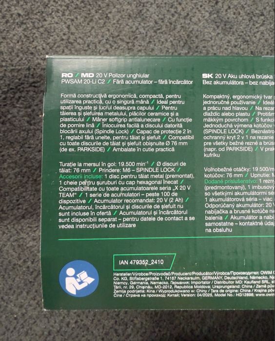 Mini flex pe acumulator 20v Parkside