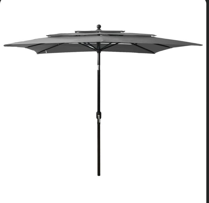 Umbrelă de soare 3 niveluri, stâlp aluminiu, antracit 2,5x2,5 m