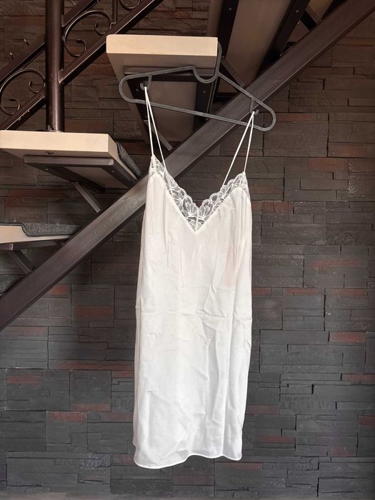Rochie de noapte Etam, alb, M/38 | bridal nightgown / neglijeu satin pentru mireasa / slip dress