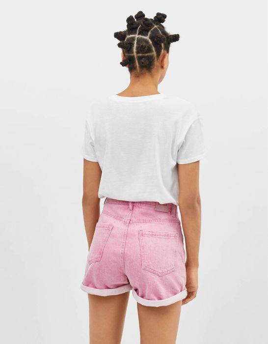 Bershka къси панталонки с висока талия в розово Zara