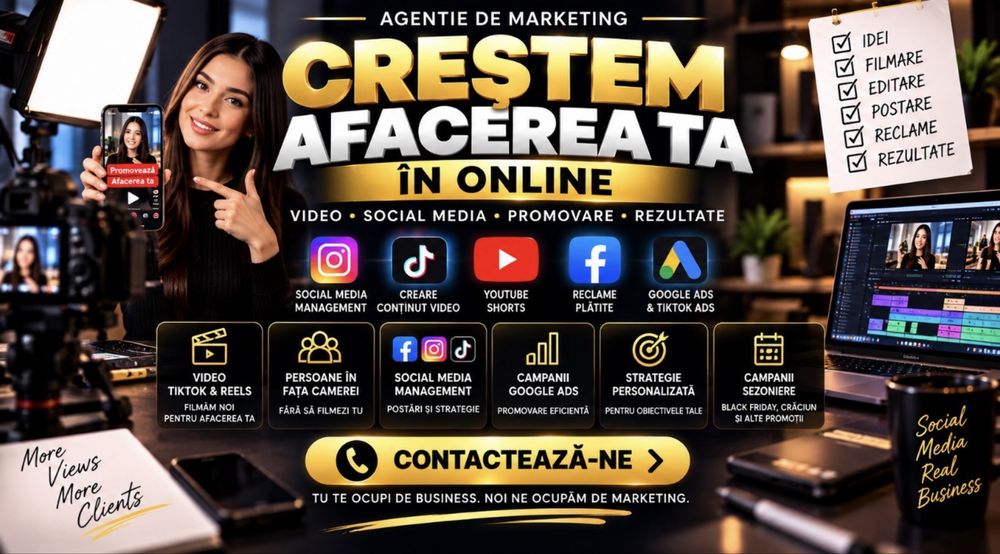 Promovare Afaceri - Video TikTok, Reels, Social Media, Google Ads
