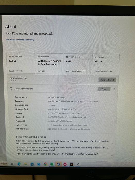 PC Gaming Ryzen 5 5600XT + Radeon RX 9060XT