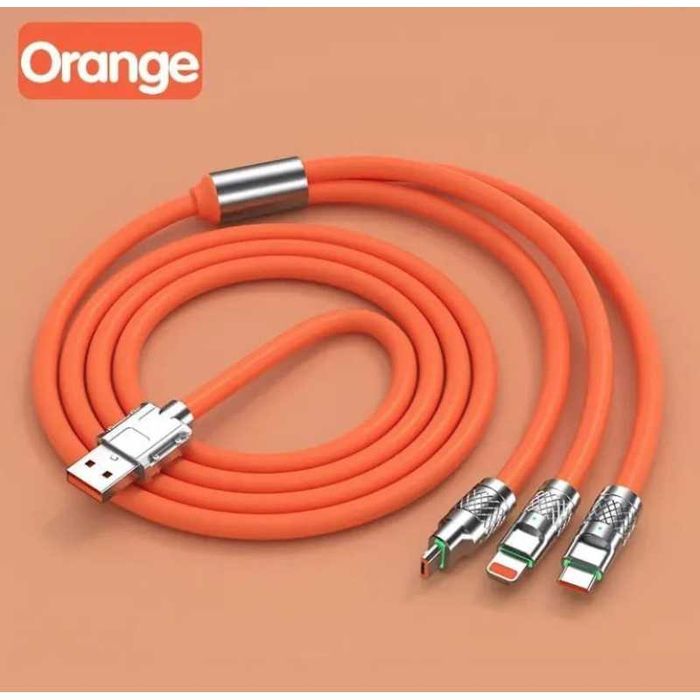 Cablu de incarcare rapida 3in1 S219 Portocaliu 120 W