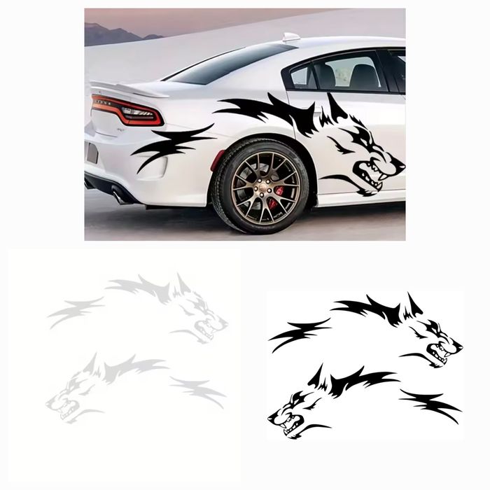 Стикери за кола вълк Бели