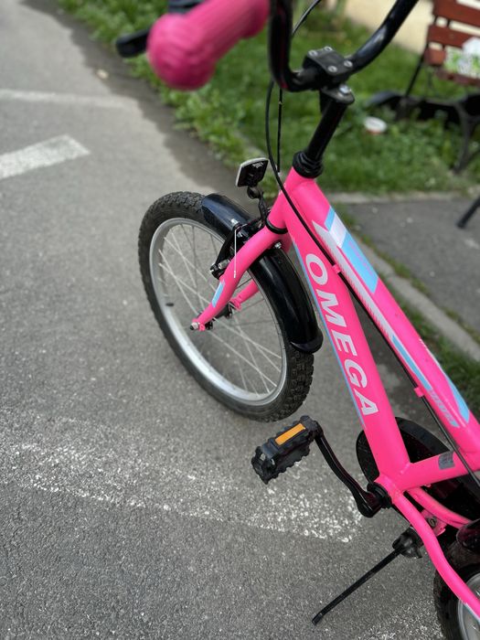 Bicicletă copii OMEGA - Roz Vibrant, Marime 12”
