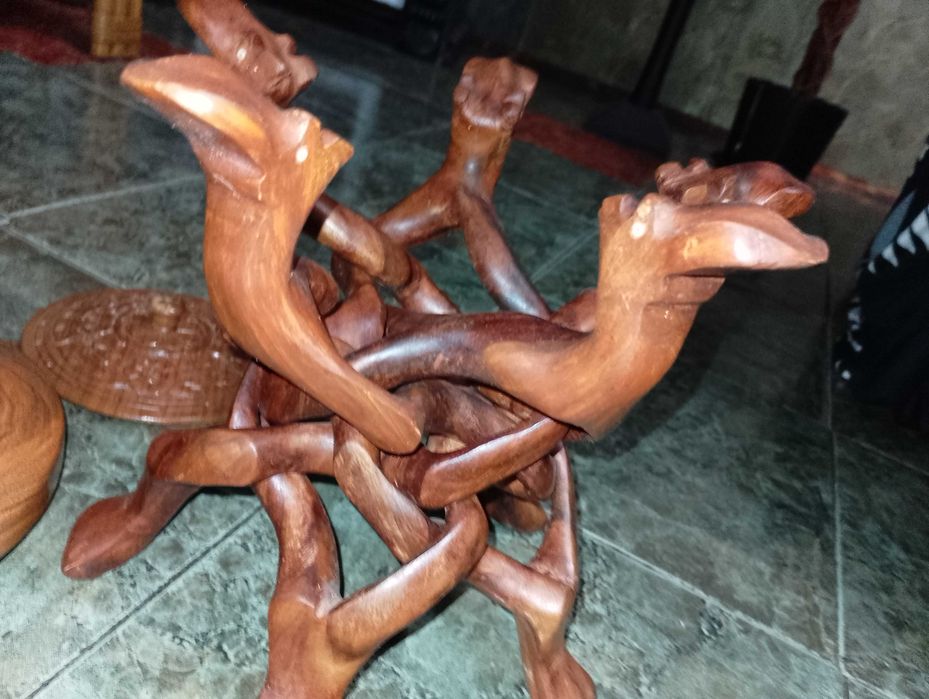 Кошница за пикник,дървена захарница на уплетена стойка