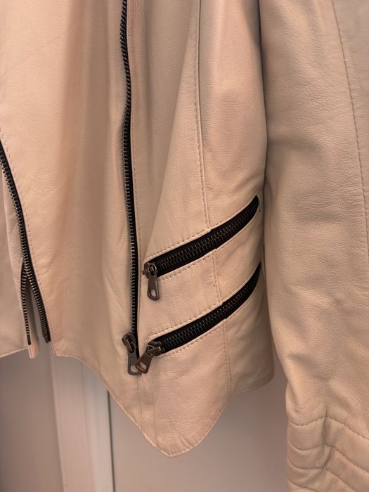 Geaca de piele naturala stil biker pentru femei