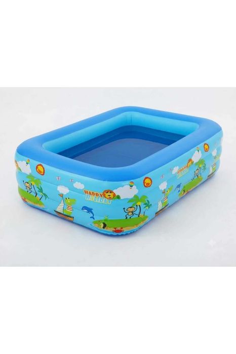 Piscina gonflabila de exterior,dreptunghiulara,pentru toata familia,dimensiuni 180*140*50 cm,cu 3 inele,design cu animale