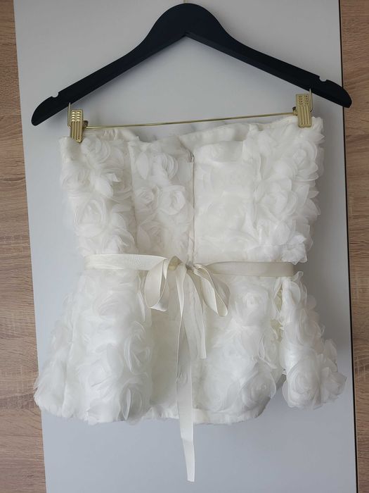 Бял топ с пеплум Christine fashion М размер