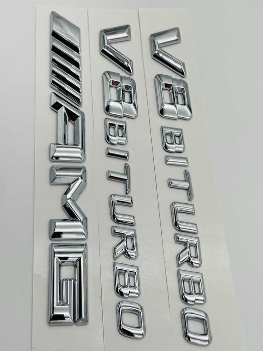 Set embleme compatibile Mercedes V8 biturbo AMG crom