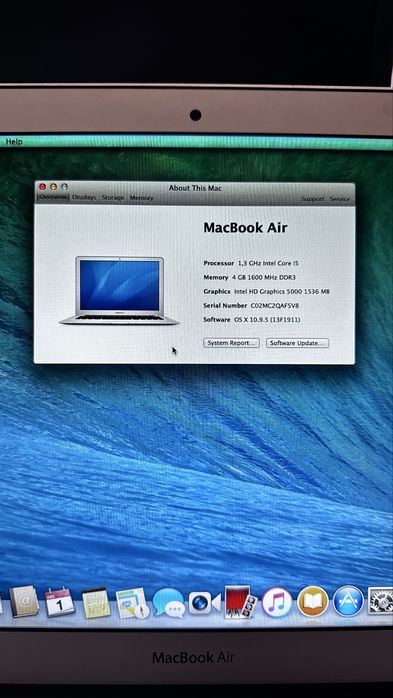 Macbook Air 6.2 Mid 2013 A1466 i5 1.3Ghz 4GB RAM 250gb ssd 1,5gb video