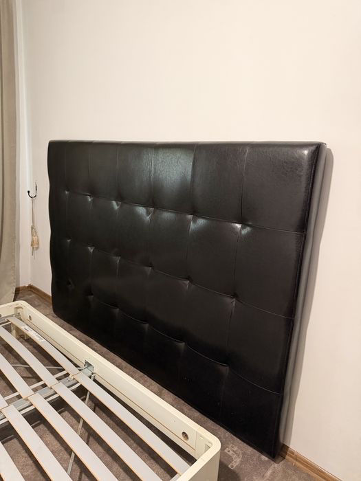 Tăblie din piele naturală Mobexpert + cadru de pat IKEA 160×200