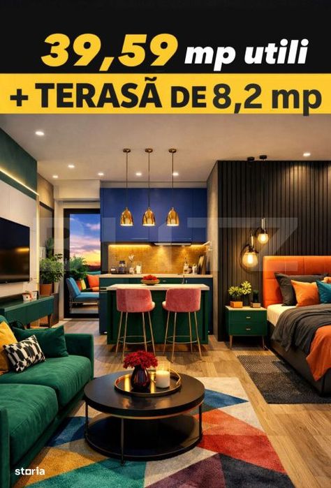 Zero Comision! Apartament studio, 40 mp, 1 Loc Parcare INCLUS, TVA INC