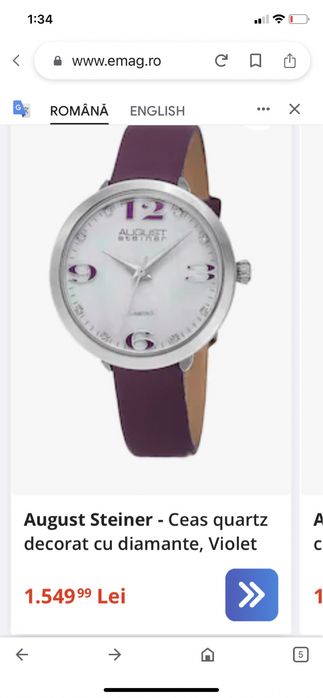 Ceas August Steiner cu diamante, nou