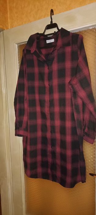 Красива, карирана, дамска, макси туника тип риза на марката-Janina