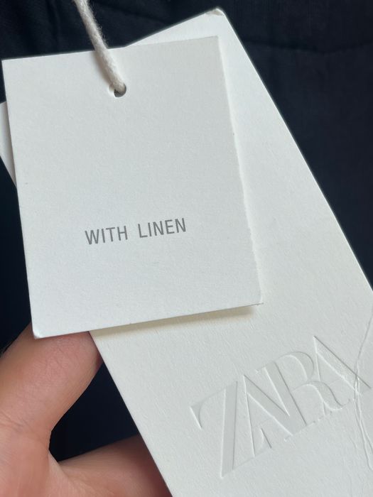 Zara, pantaloni cu talie joasă, 53% in, albastru închis