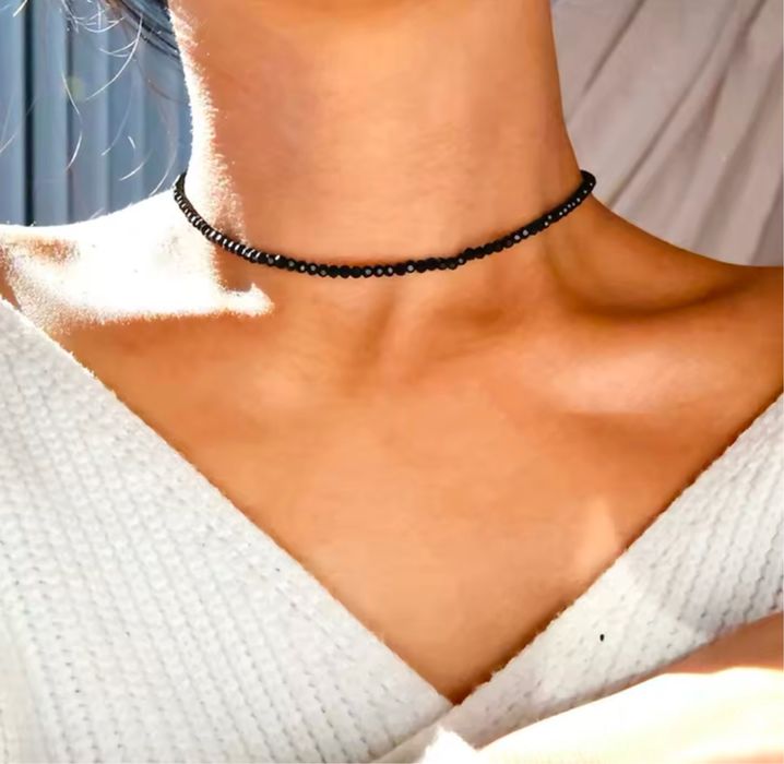 Чокър/Колие от черни естествени камъни