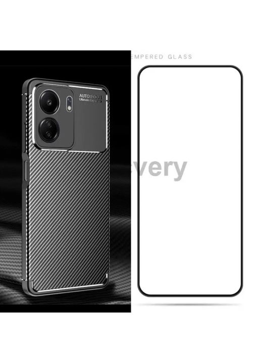 Xiaomi Redmi Note 13C/13 PRO 5G/14C Husa Imitatie Carbon +Folie Sticla