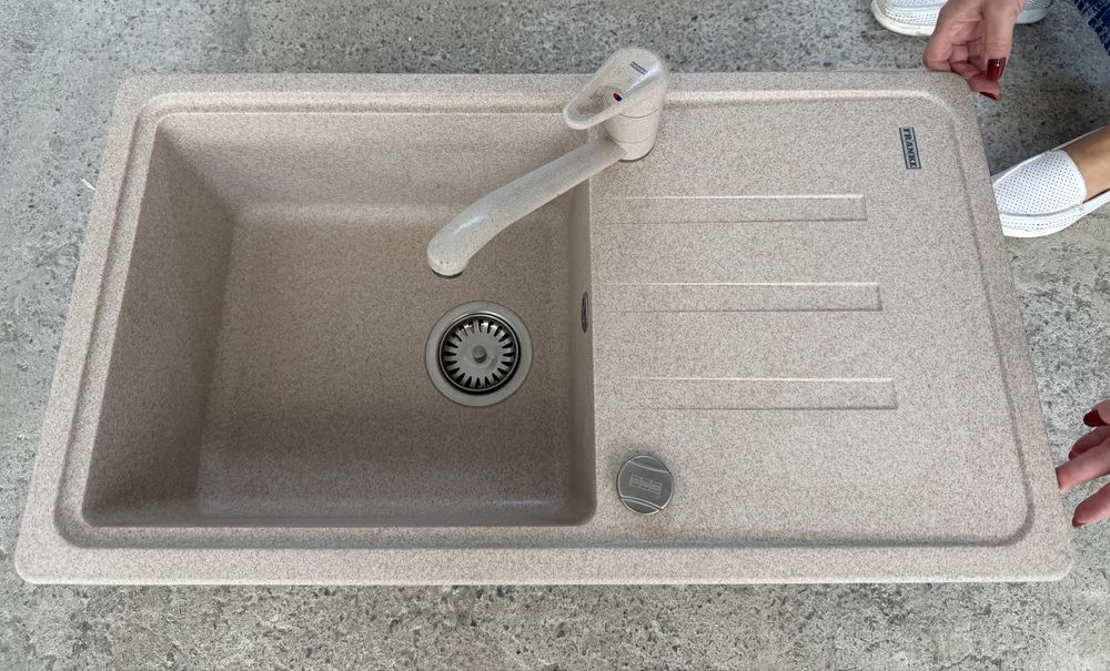 Pachet Chiuvetă Bucătărie Compozit Franke BSG 611-78 + Baterie, Culoare Avena (Bej)