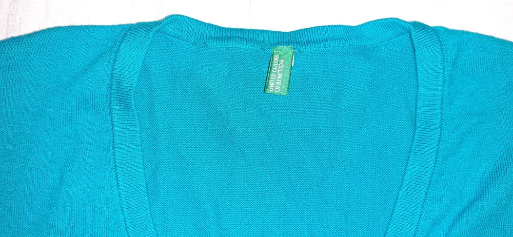 Pulovar turcoaz Benetton, mas XS