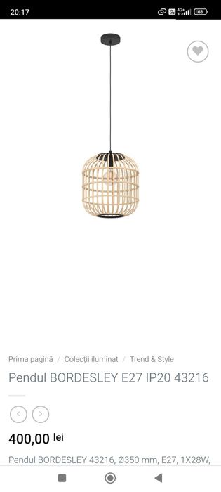 Lustra/Candelabru bambus Eglo