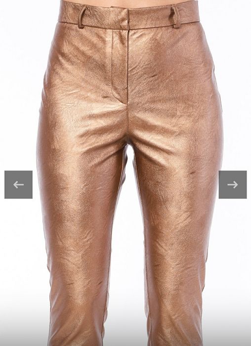 Pantaloni imitatie piele bronz 36 si bluza asortata