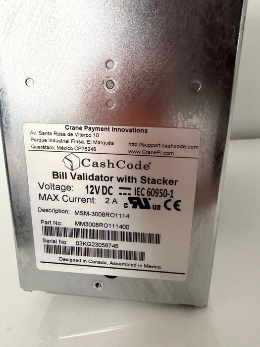 Acceptatoare bancnote CashCode cu stacker, complet reconditionat