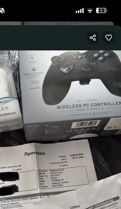 Nacon GC 200WL PC безжичен контролер нов в гаранция + подарък колонка