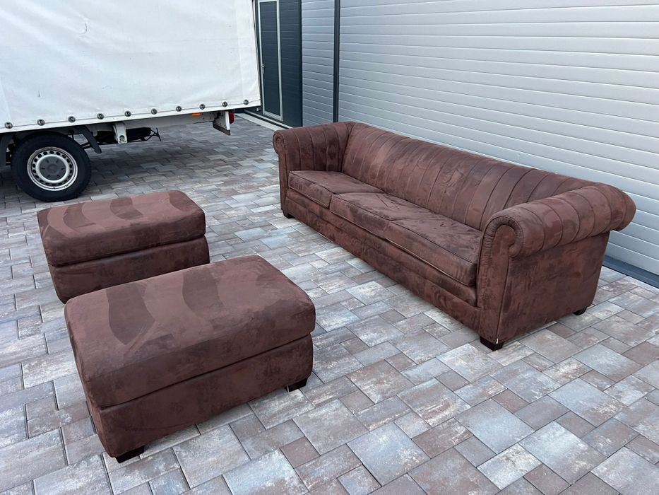 Canapea Sufragerie Alcantara  XXXL  4 locuri  inclus 2 Tabureti