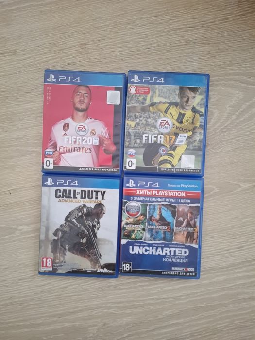 Продам или обменяю 4 диска на пс4( фифа20 не рабочий коробка просто)