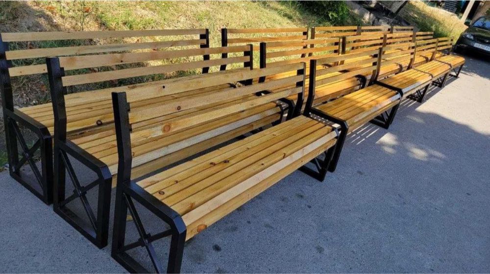 скамейки с навесом и без | Металл + дерево | Под заказ