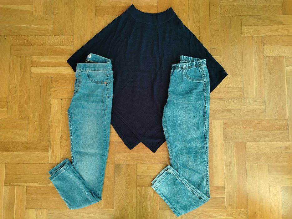 Лот дамски дънки и пончо