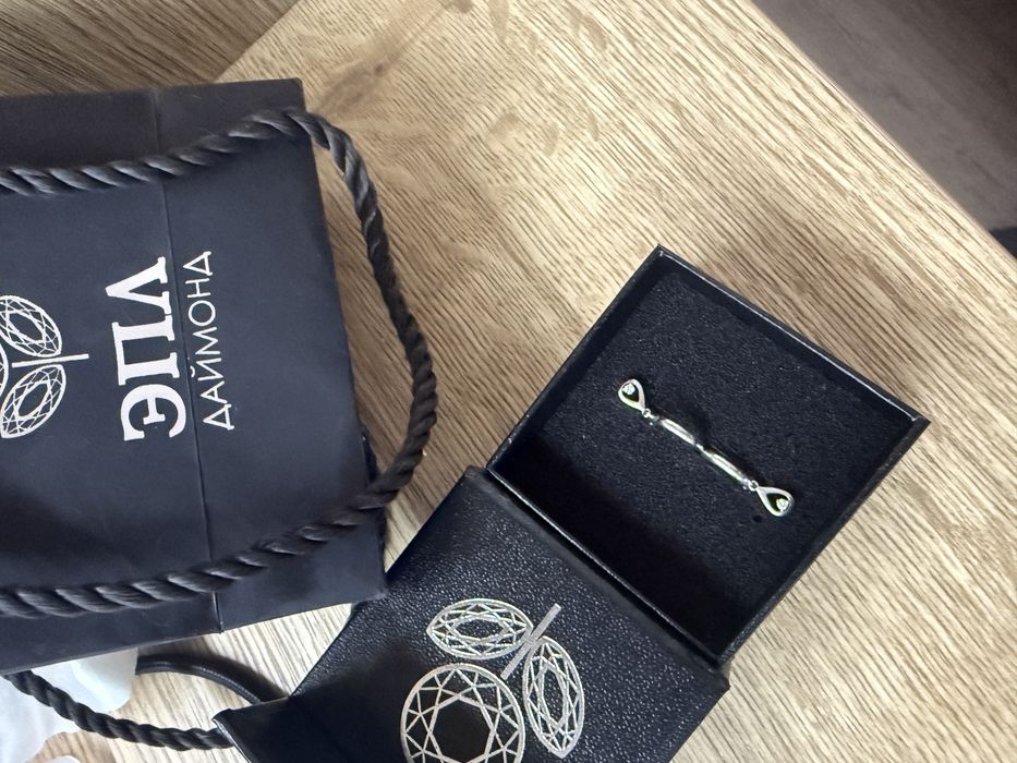 Серьги ЭПЛ с бриллиантами, кольцо с бриллиантом