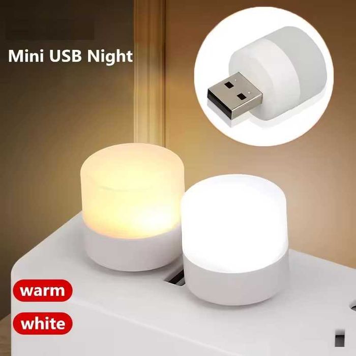 2 x Mini lampa USB LED Cald pentru veghe noaptea