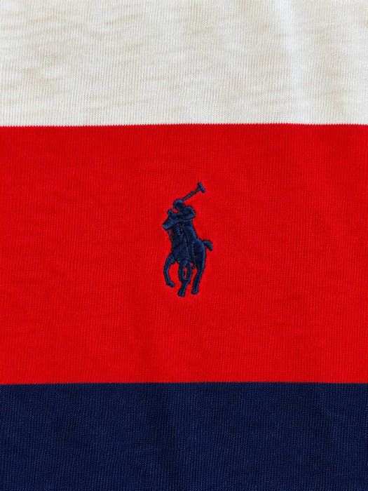 Tricou Polo Ralph Lauren Custom Slim Fit bărbați, mărimea M, bumbac, color block alb-roșu-bleumarin,
