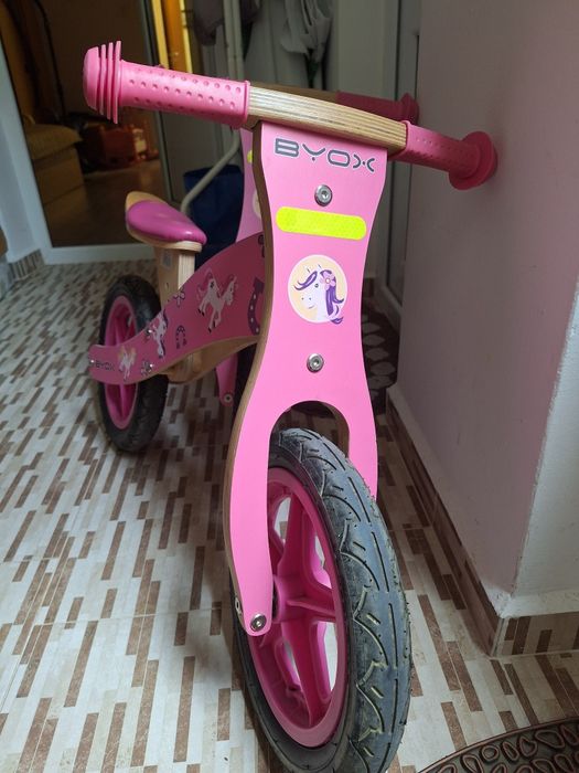 Дървено колело за баланс BYOX Woody розово 2бр