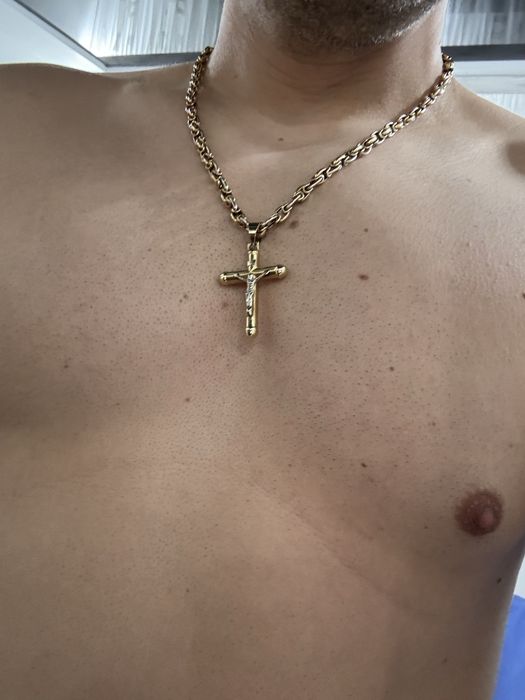 Lant aur 14K (585) 35g  Cruce | Model Bizantin | Masiv 420 lei gr