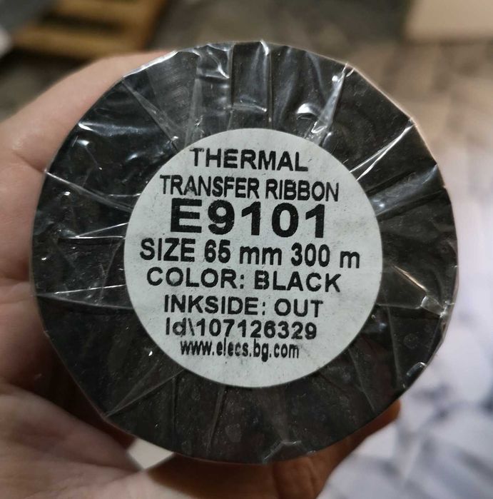 ТЕРМОТРАНСФЕРНА ЛЕНТА E9101 WAX, 65x300, Черна, Нова