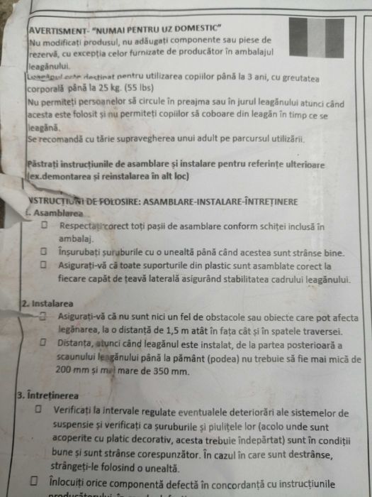 Vand Hinta Balansoar Leagan cu cadru Metalic pentru copii, NOU 299 Lei