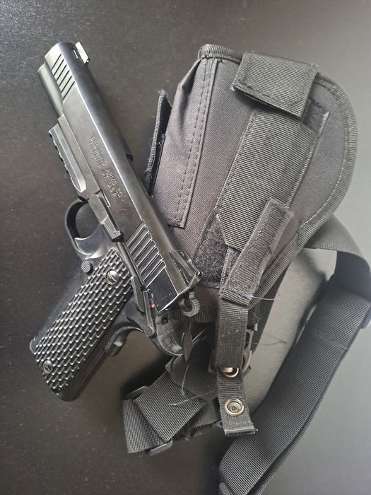 Pistol Airsoft Colt 1911, manșon metalic, toc tactic inclus