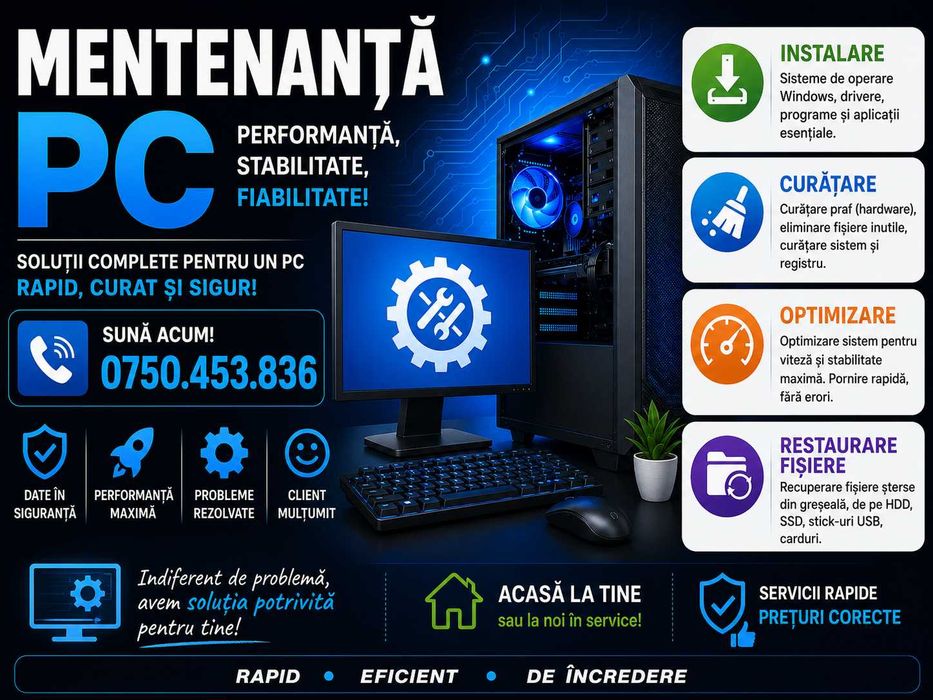 Instalare Windows & Optimizare PC/Laptop Gaming - Galati
