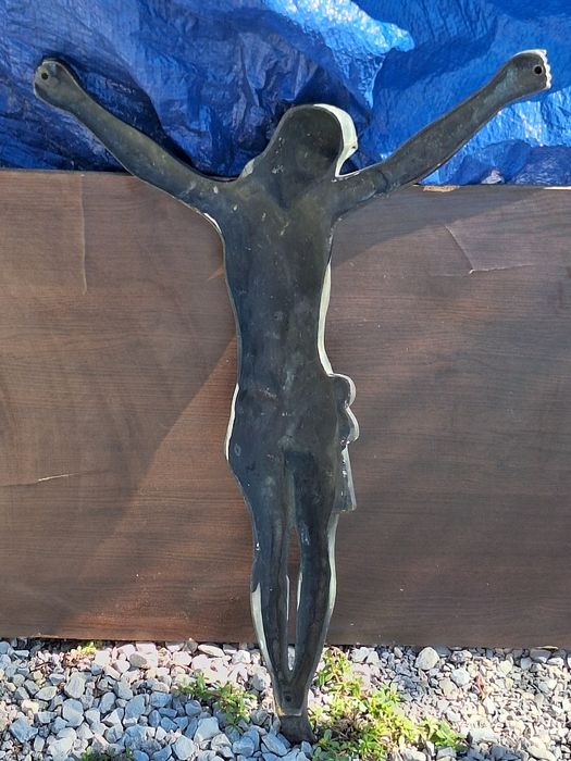 Огромно старинно бронзово разпятие 72/50см