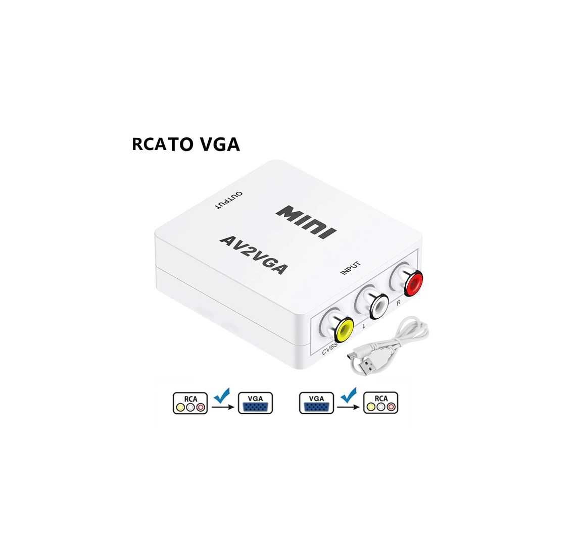 Переходник, адаптер, конвертер H131, VGA to 3 RCA, AUX разъем, кабель питания Mini USB, цвет белый